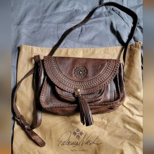 Brown leather Patricia Nash cross-body bag